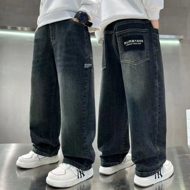 M&T Wear - Boys’ Fashion Letter Print Straight Leg Jeans