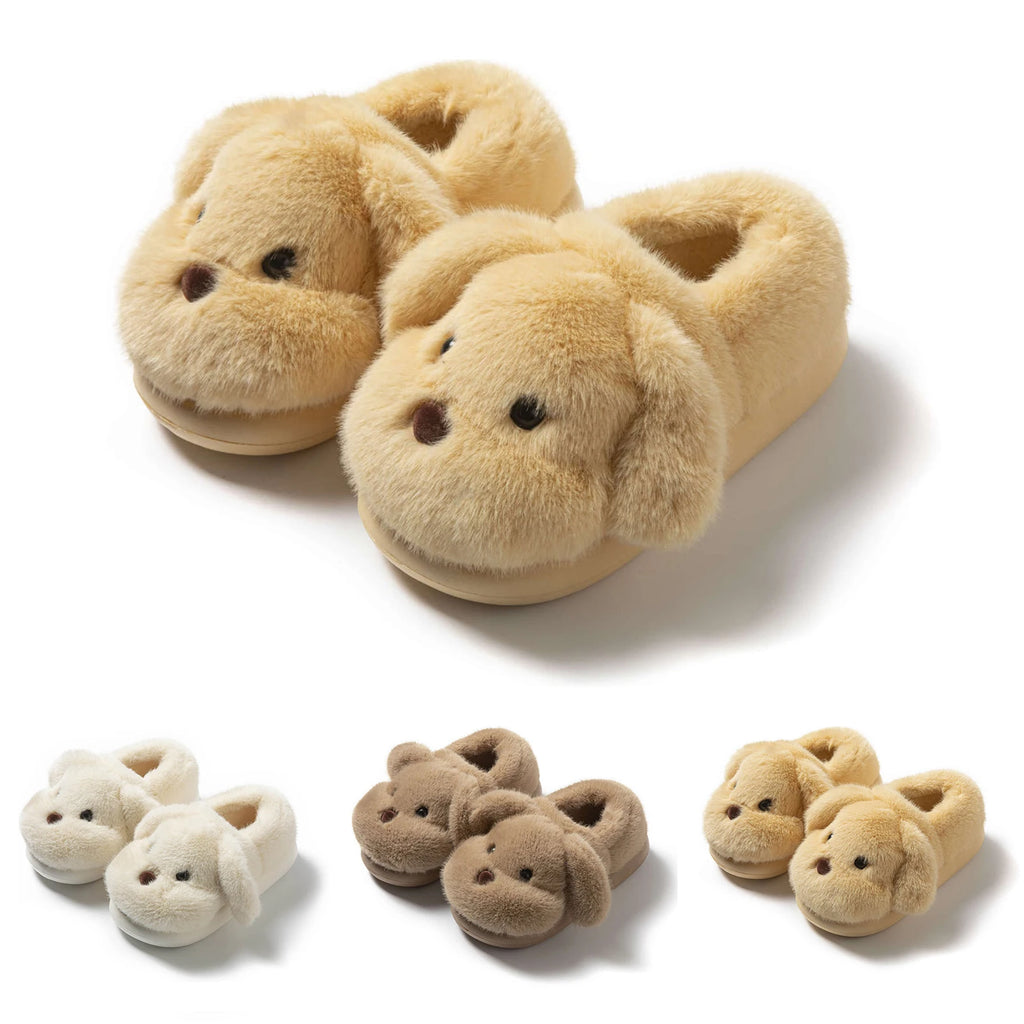 M&T Wear - Cute Puppy Plush Winter Home Slippers
