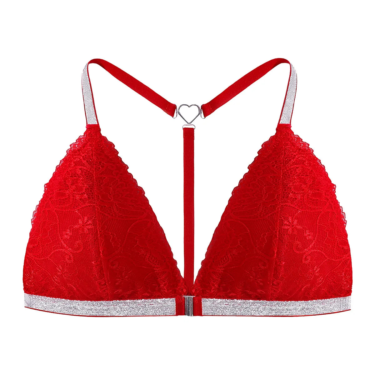 M&T Wear - Comfortable Wire-Free Bra Top with Shiny Silver Ribbon Detail