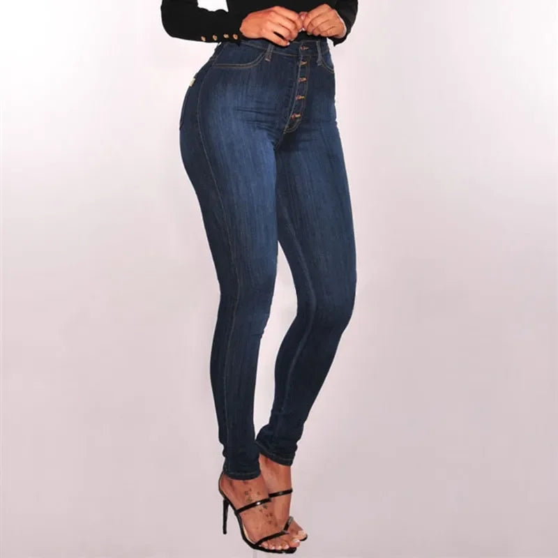 High-Waist Push-Up Slim Pencil Jeans