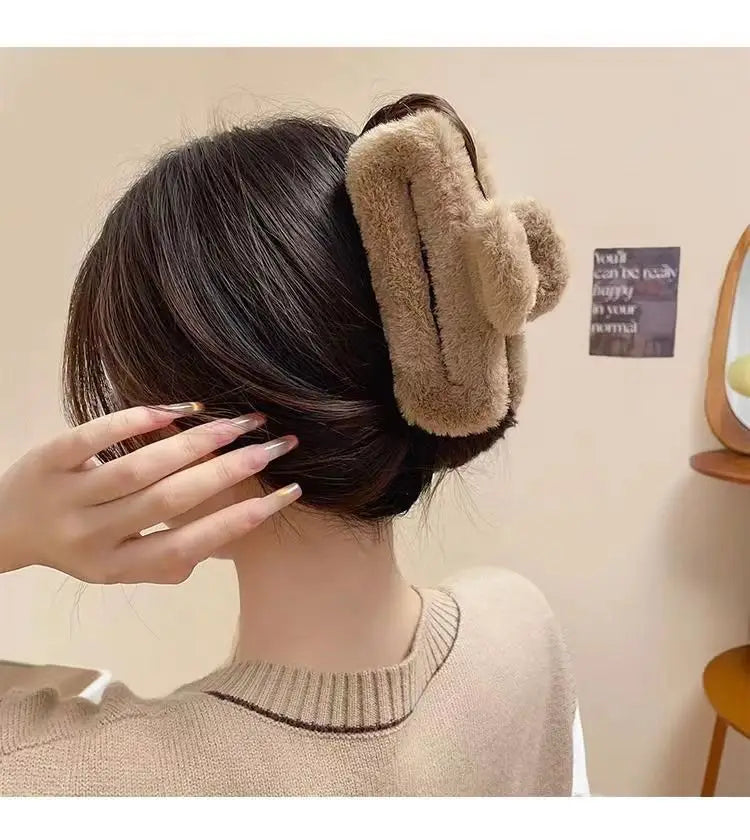 M&T Wear - Large Plush Square Hair Clip 2025 Shark Clip