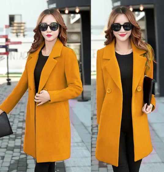 M&T Wear - Thick Notch Collar Winter Overcoat with Pockets
