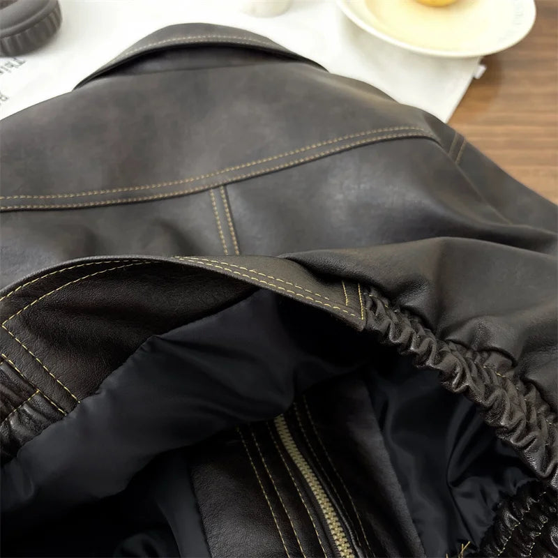 M&T Wear - Children's PU Leather Jacket Boys Fashion Coat Girls Classic Retro Outerwear Autumn Kids New Street Fashionable  Casual Tops - M&T Wear