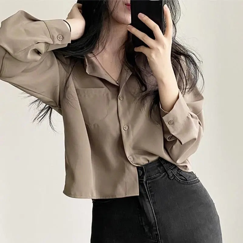 Single-Breasted Elegant Casual Blouse