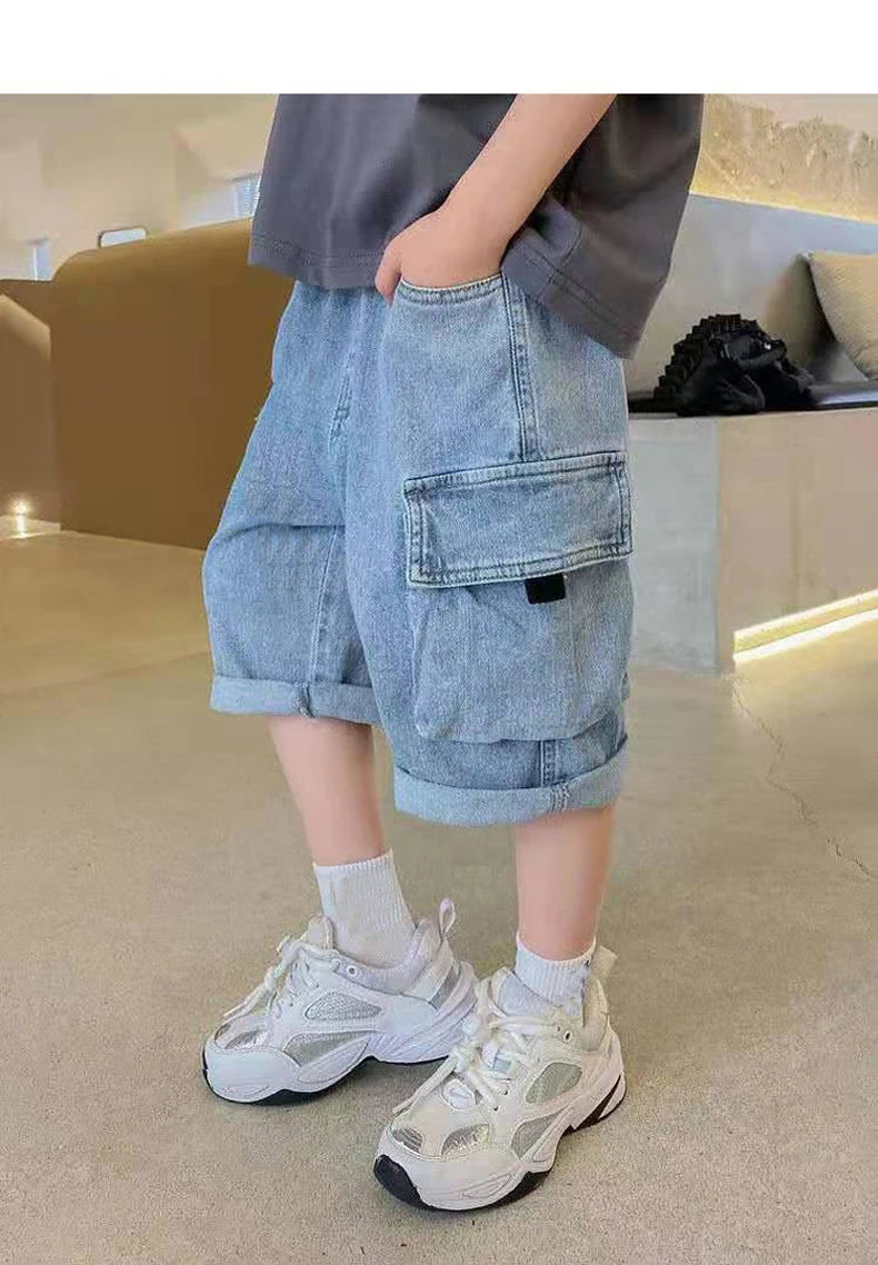 M&T Wear - Boys’ Loose Fit Elastic Waist Denim Shorts