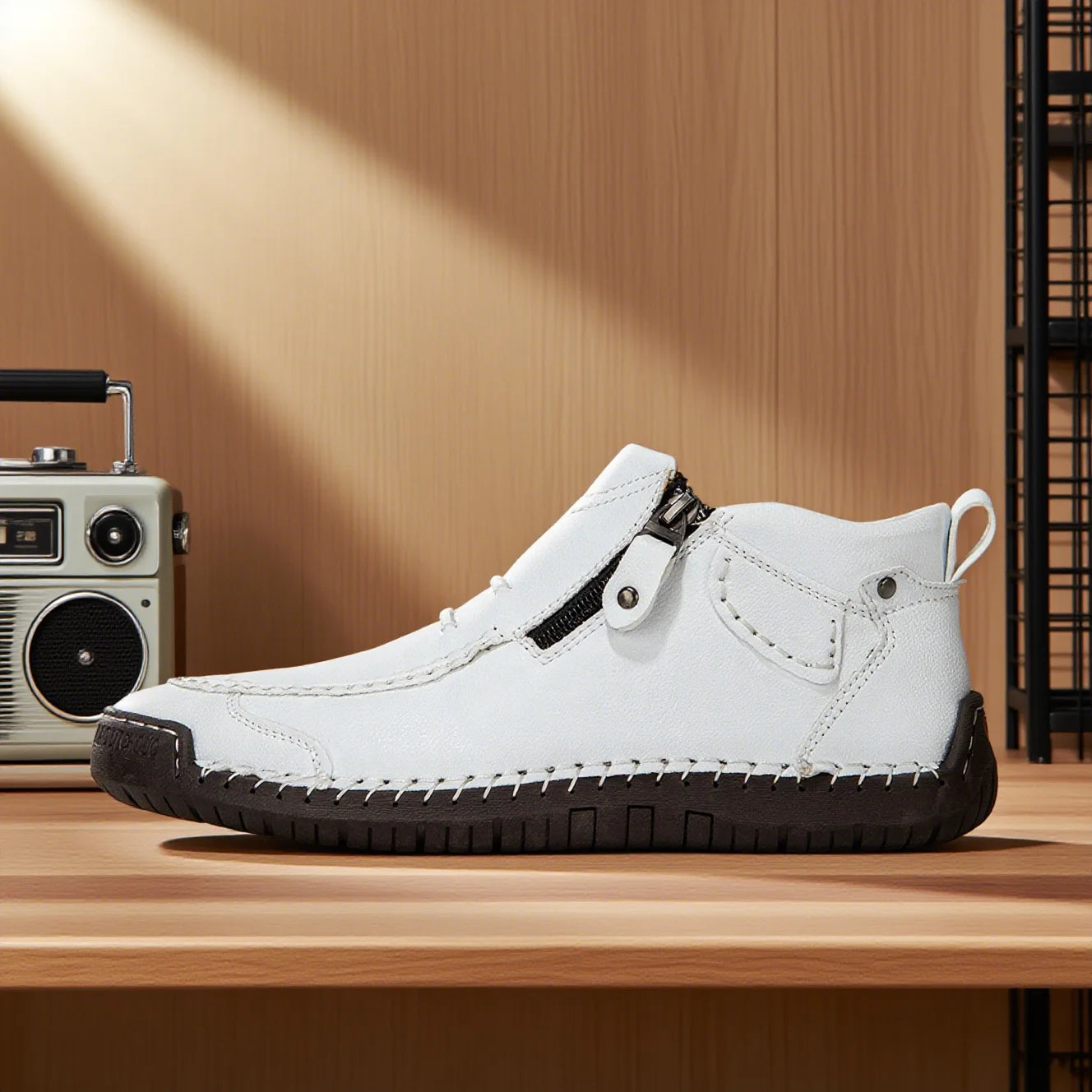 M&T Wear - New Casual Shoes for Men White Luxury Round Toe Men Ankle Boots Light Slip on Walking Shoes Outdoor Comfor Men High Top Sneakers - M&T Wear