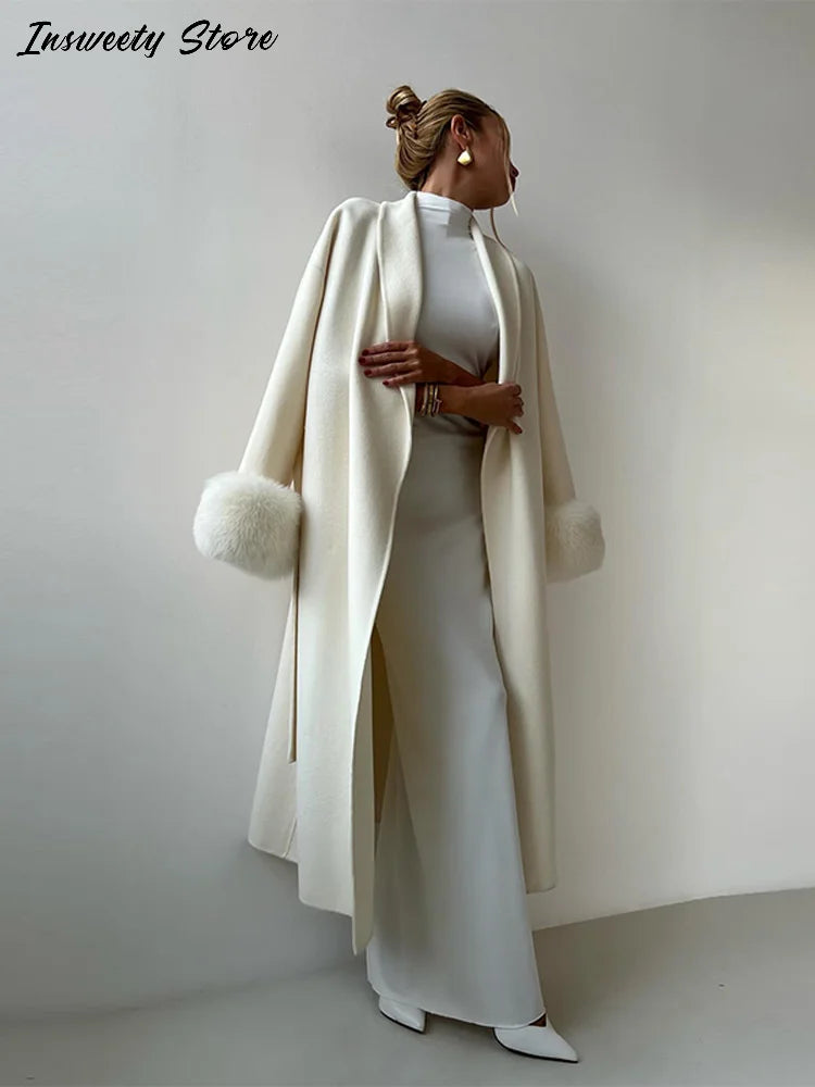 M&T Wear - Elegant Solid Lace-Up X-Long Overcoat