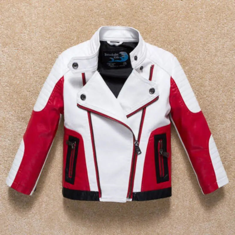 M&T Wear - Handsome Cool Design Boys Leather Motor Jacket For Autumn Spring Kids Warm Coat Bomber  Baby Toddler Winter Clothes 2-12 years - M&T Wear