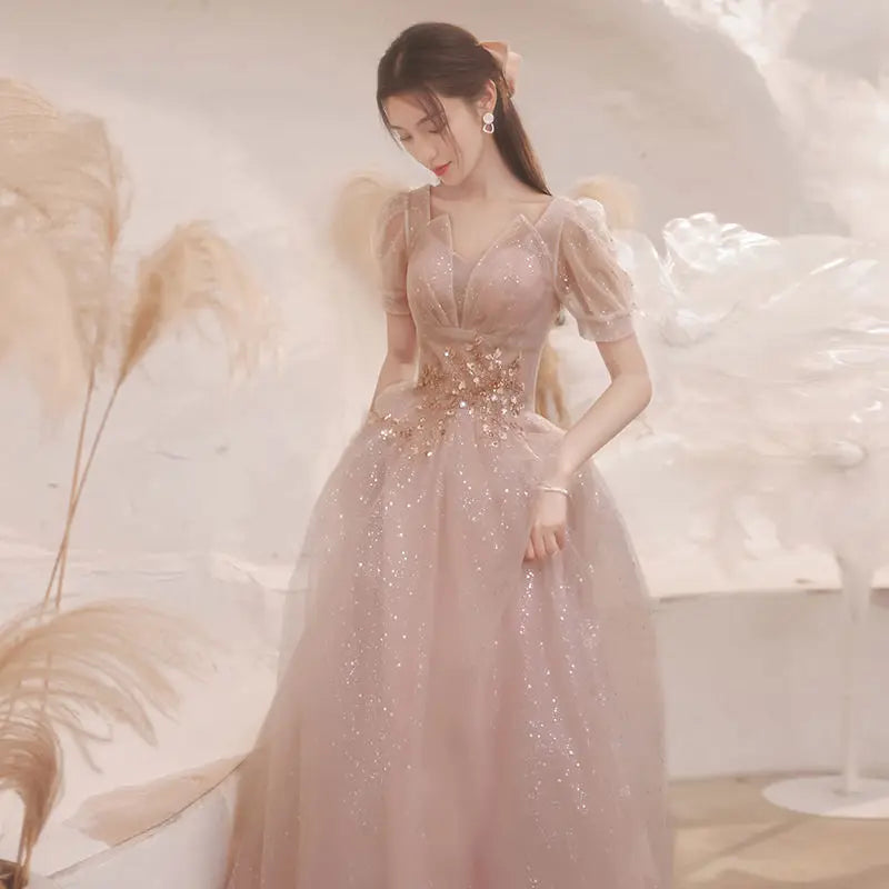 Embroidery Beaded High-End Evening Gown