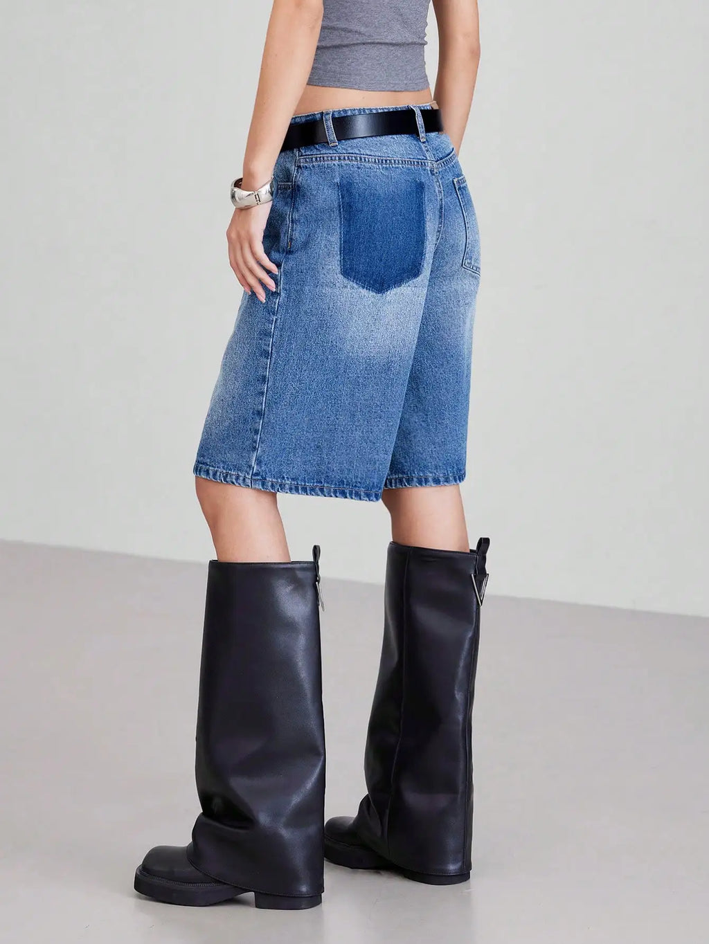 American Retro Wide-Leg Denim Shorts