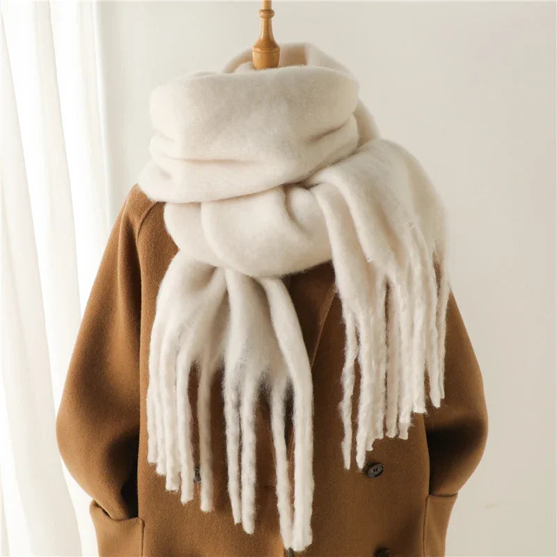 M&T Wear - Winter Scarf for Women Cashmere Warm Solid Pashmina Blanket Wraps Female Thick Soft Bufanda Big Tassel Shawl Long Poncho Echarpe - M&T Wear