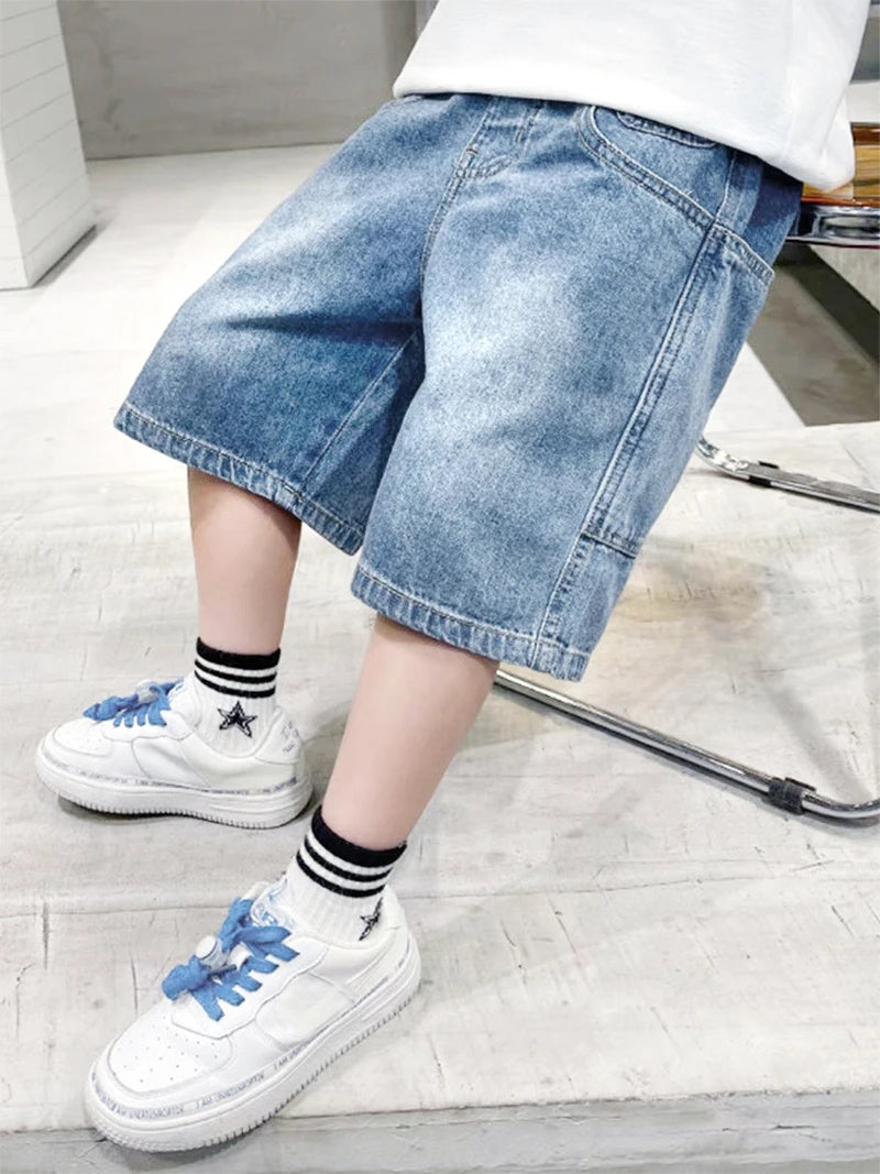 M&T Wear - Boys’ Loose Fit Elastic Waist Denim Shorts