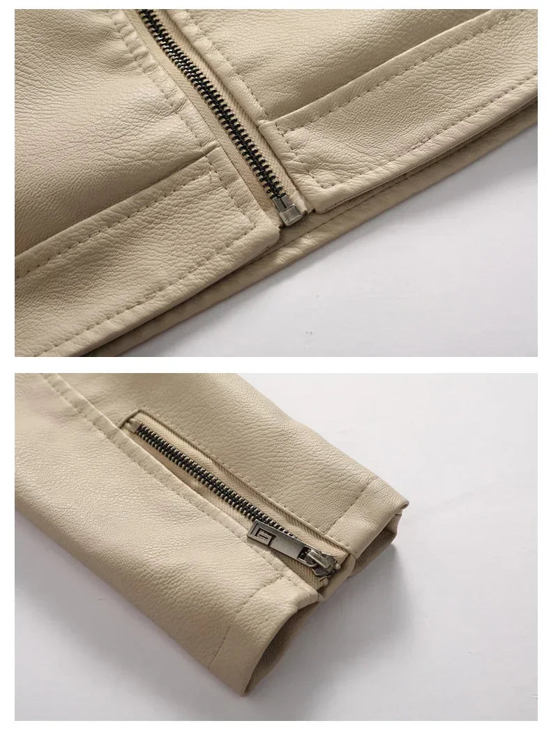 M&T Wear - Faux Leather Jacket Men Fashion Men's Hooded Jackets Autumn Winter Military Style Outwear Zipper Pockets Coat Detachable Hat - M&T Wear