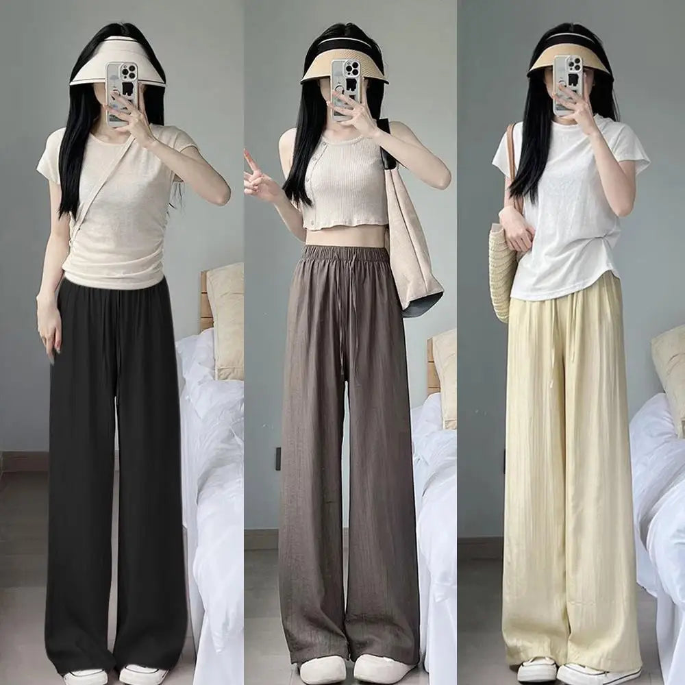 Summer Ice Silk Wide-Leg Trousers