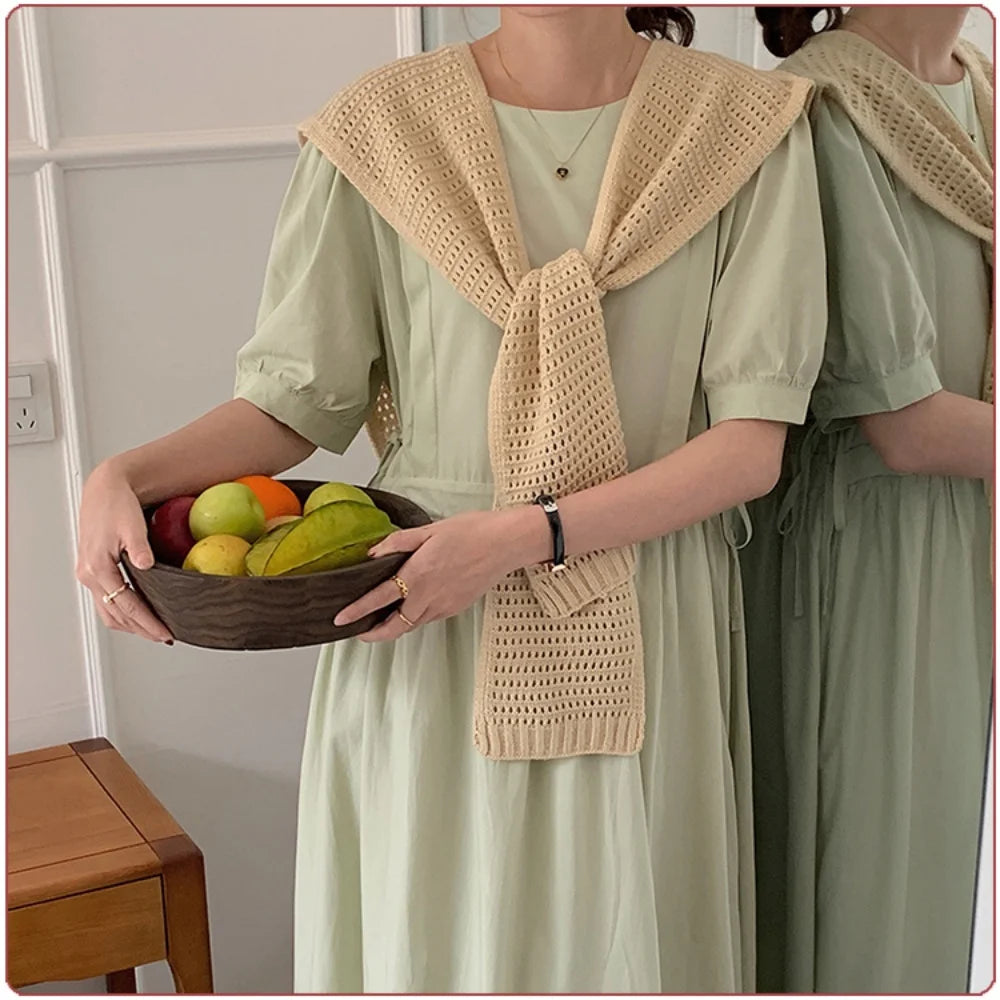 M&T Wear - Korean Knitted Shawl Winter Air Conditioning Fake Collar Neck Guard Knit Thin Knotted Cape Shoulder Warm Scarf For Women - M&T Wear