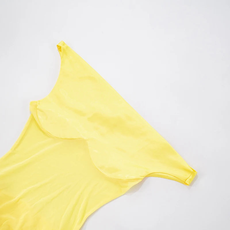 M&T Wear- Women's Summer New Arrival Faux Silk Patchwork Mesh Off-The-Shoulder Sleeveless Bodycon Dress Fashionable Elegant Dress - M&T Wear