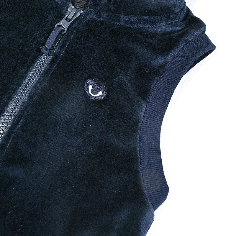 M&T Wear - Girl school vest navy velour lining hooded