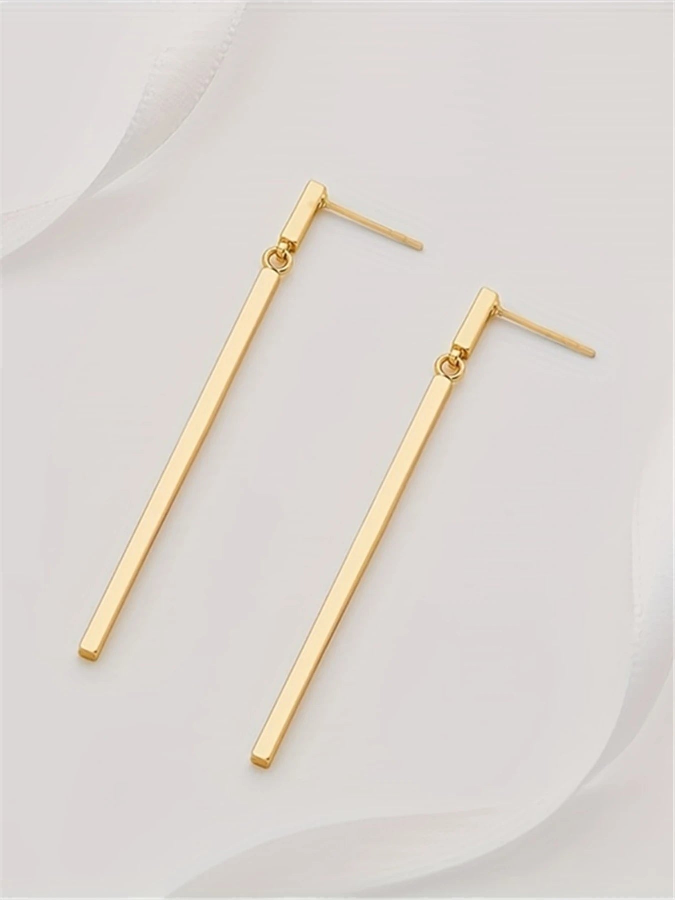 M&T Wear - Minimalist Long Drop Earrings for Women | Retro Straight Bar Design, Elegant Personalized Style