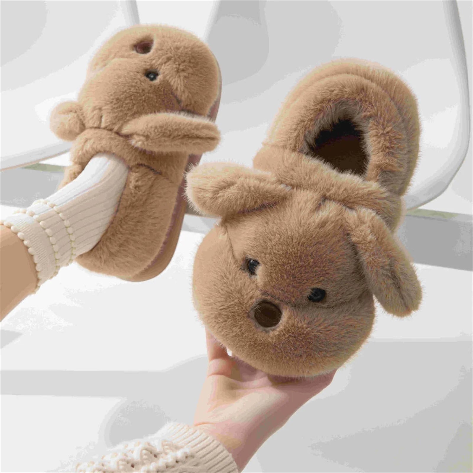 M&T Wear - Cute Puppy Plush Winter Home Slippers