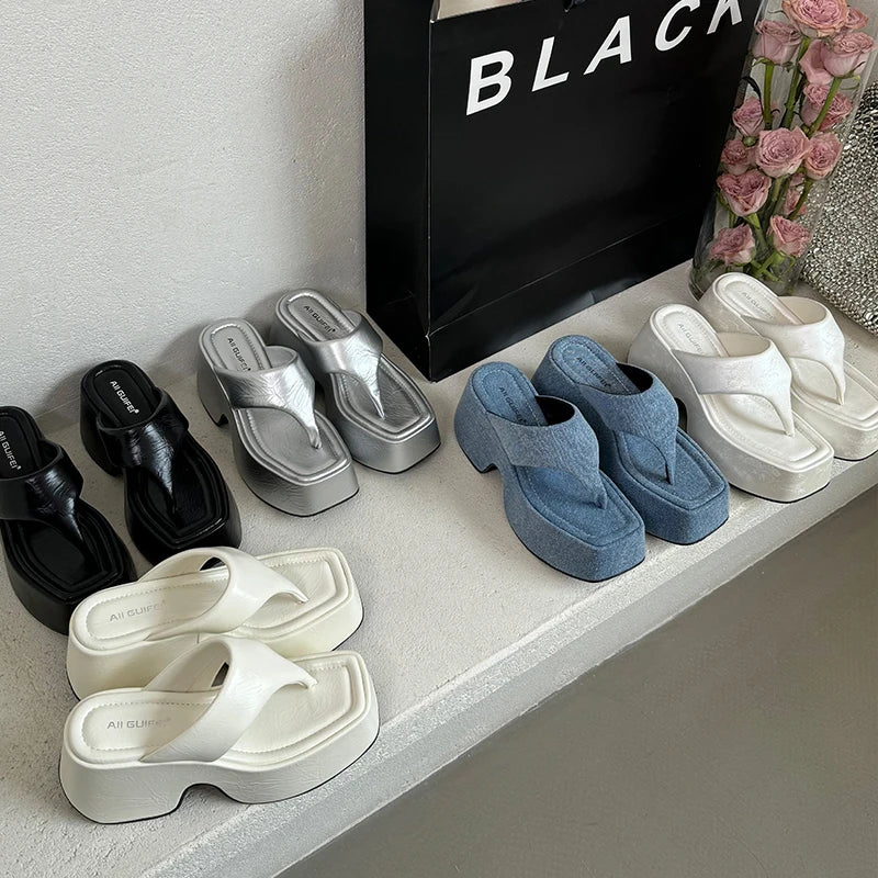 M&T Wear - Women's Korean Style Platform Wedge Slides