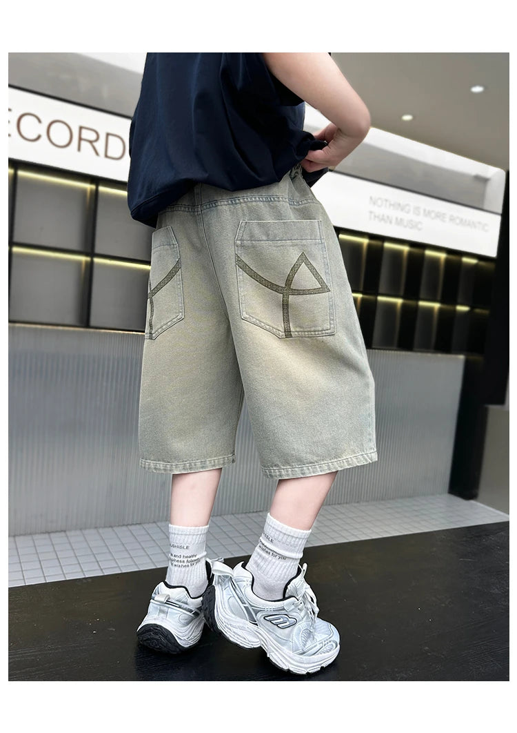 M&T Wear - Boys’ Stylish Mid-Calf Denim Capri Shorts