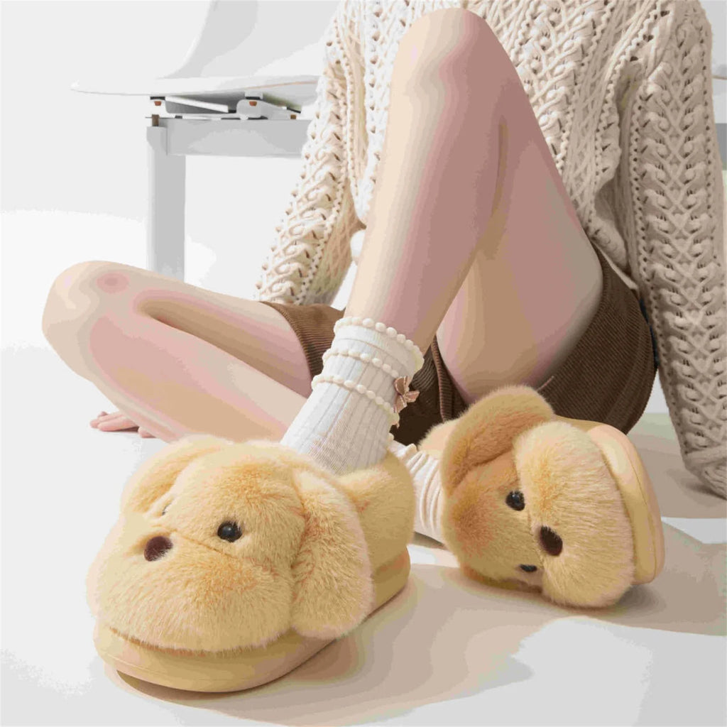 M&T Wear - Cute Puppy Plush Winter Home Slippers