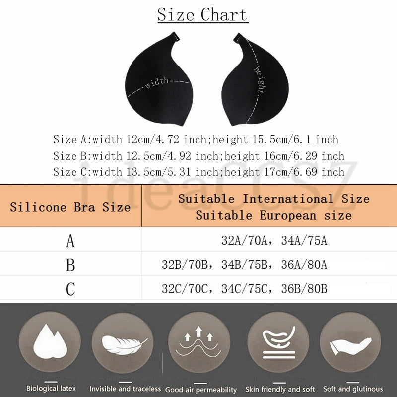 M&T Wear - Strapless Bra for Women Seamless Invisible Push Up Bras Backless Wedding Brassiere Self Adhesive Sexy Lingerie A To C Cup - M&T Wear