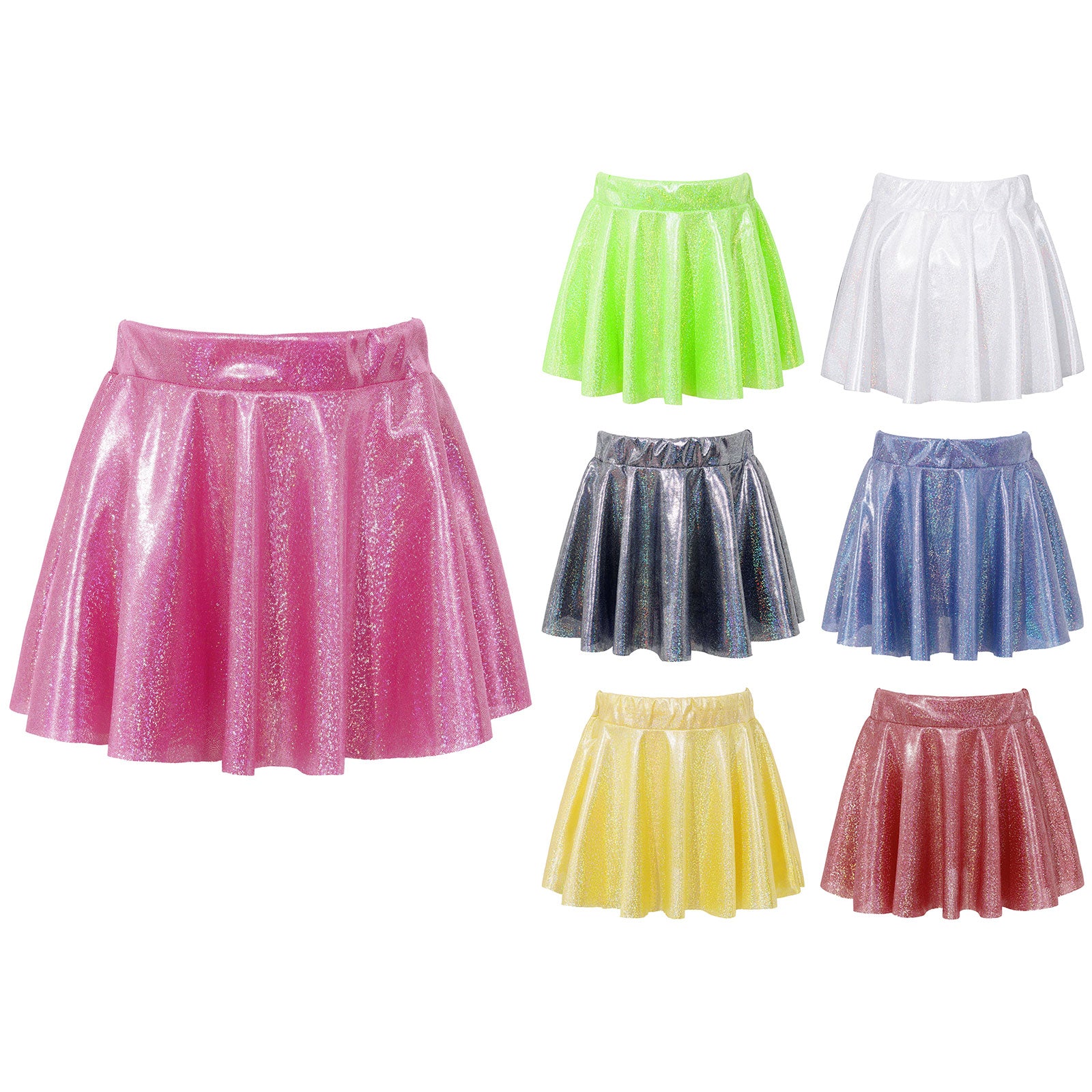 M&T Wear - Girls’ Shiny Metallic Pleated Dance Skirt