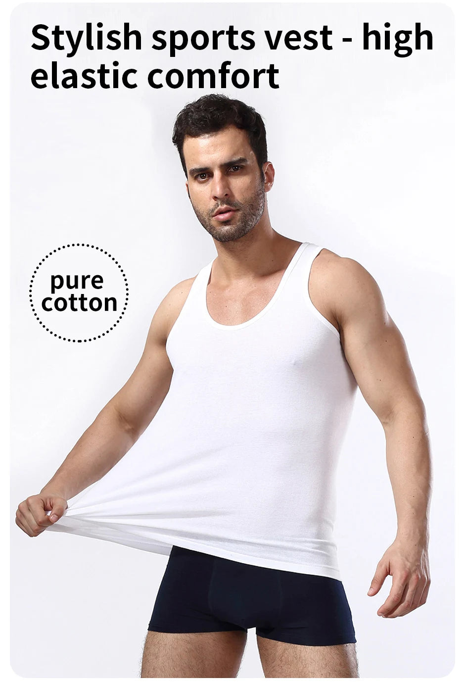 M&T Wear - Men's Pure Cotton Slim Fit Fitness Vest