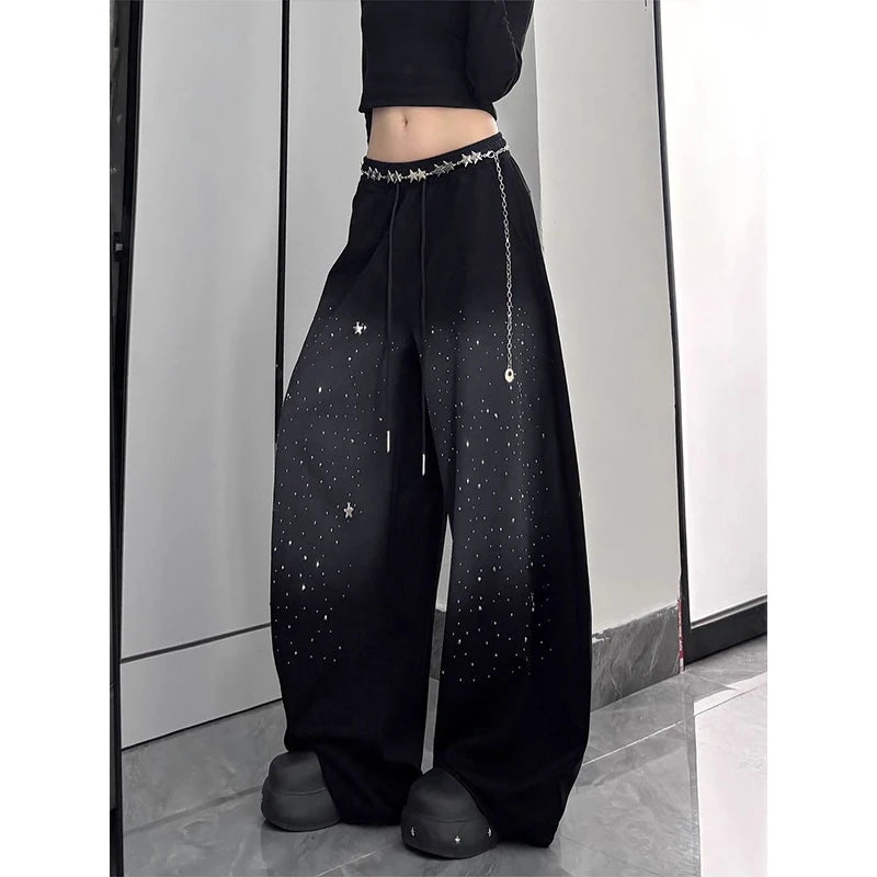 Rhinestone "Starry Sky" Gradient Jazz Jeans