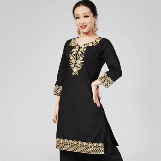 M&T Wear - Pakistani Clothing Women's Pure Cotton Embroidered Side Concealed Long Sleeved Shirt