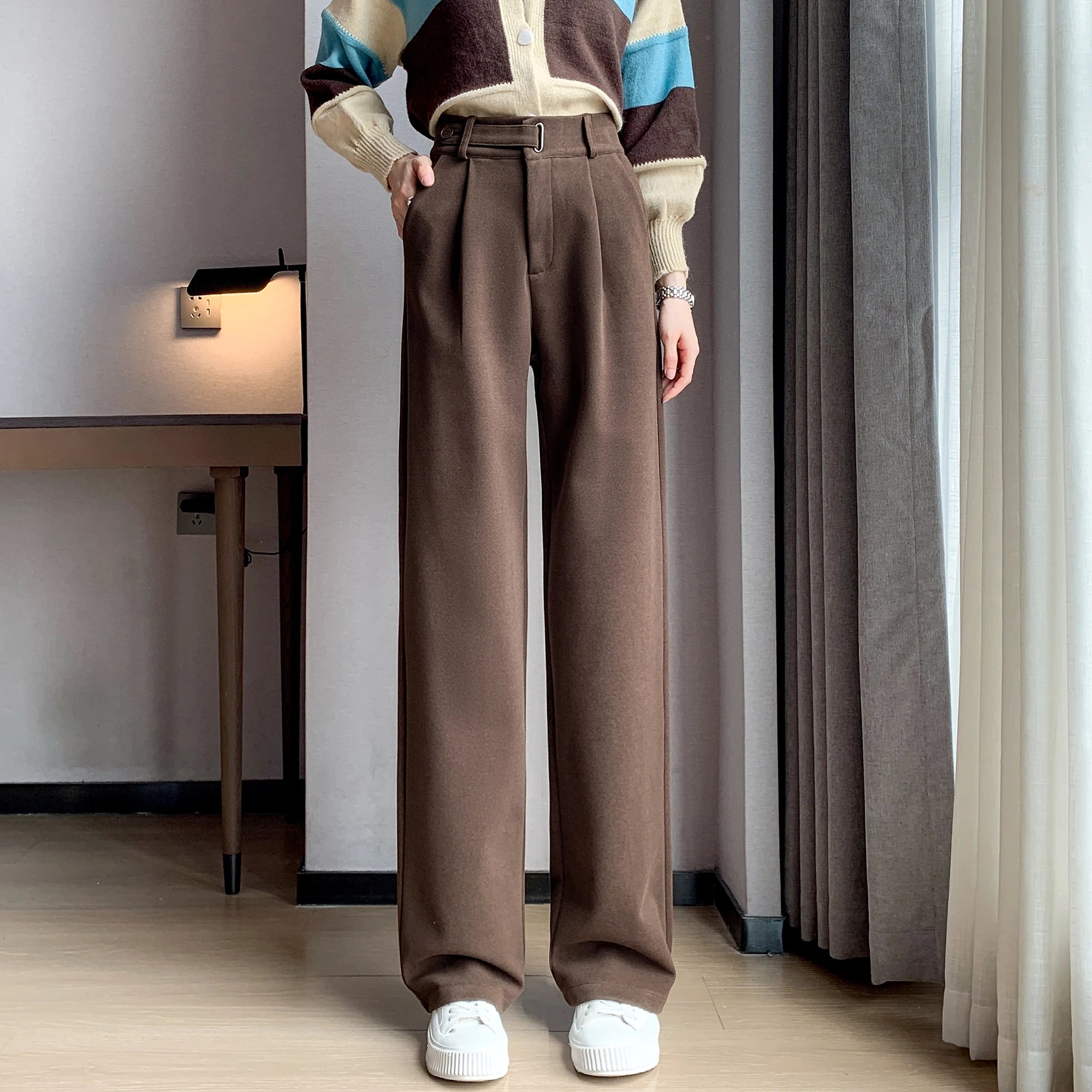 Thicken Woolen Wide-Leg Trousers