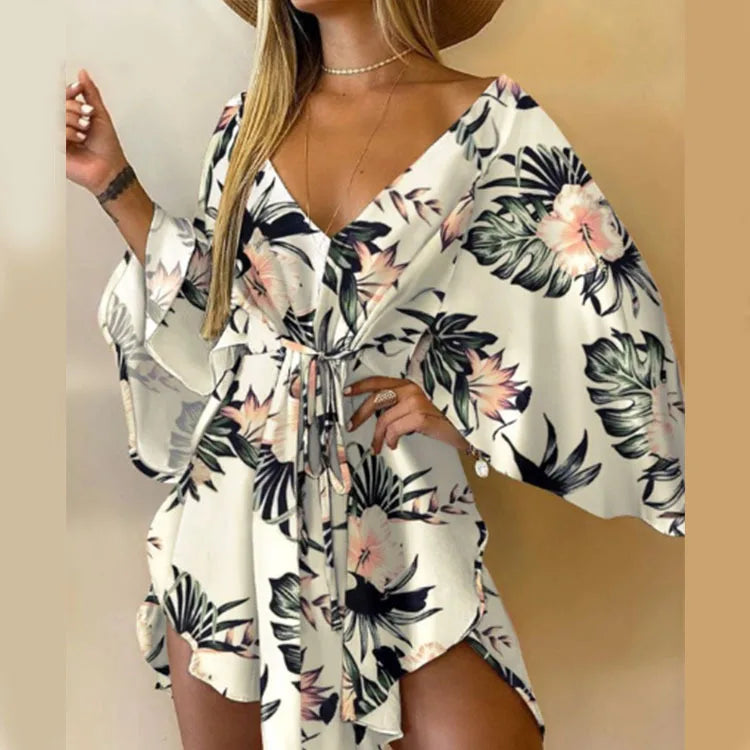 Bohemian V-Neck Mini Dress