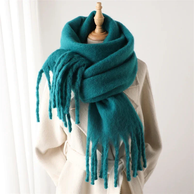 M&T Wear - Winter Scarf for Women Cashmere Warm Solid Pashmina Blanket Wraps Female Thick Soft Bufanda Big Tassel Shawl Long Poncho Echarpe - M&T Wear