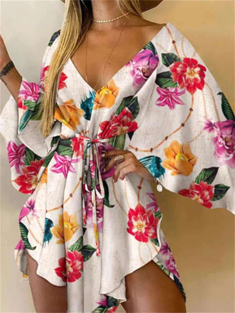 Bohemian V-Neck Mini Dress