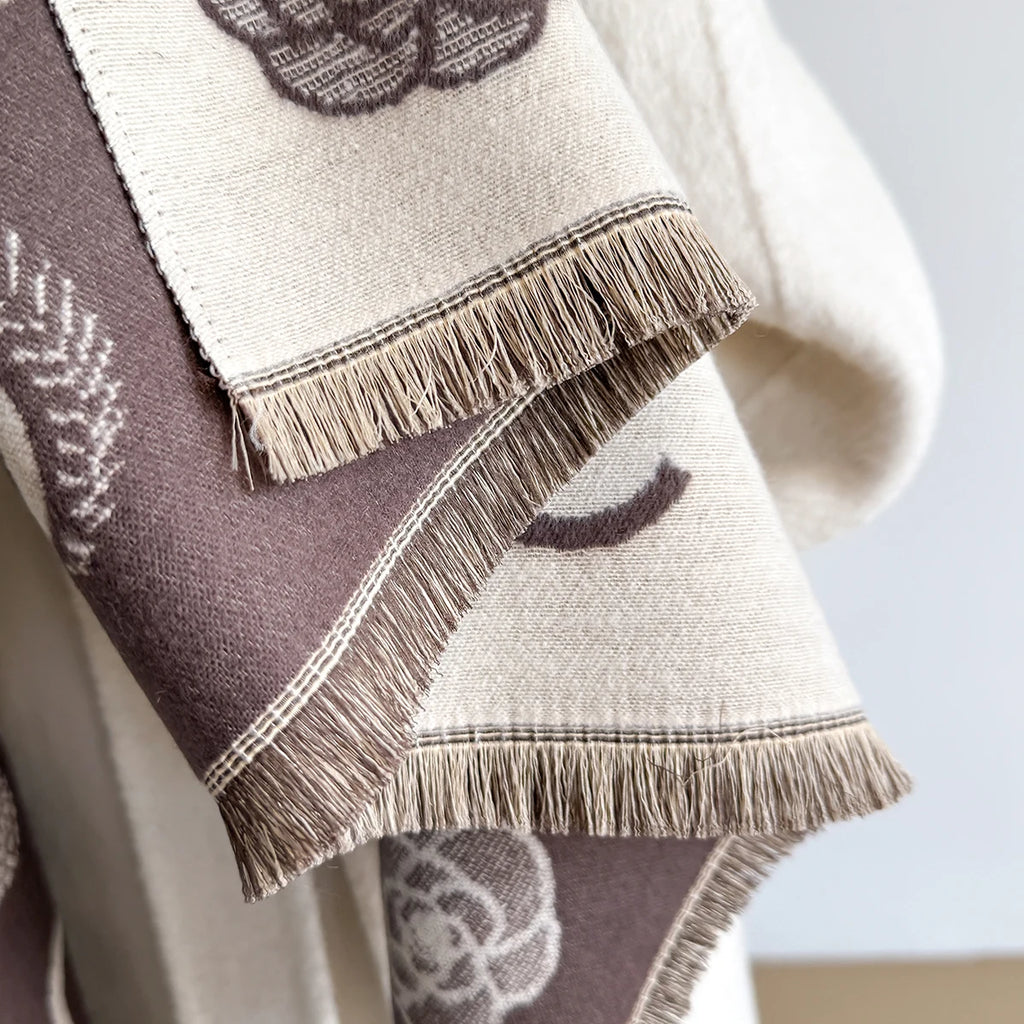 M&T Wear - Luxury Designer Brand Winter Blanket Scarf Shawls for Women Warm Pashmina Cashmere Exquisite Floral Print Large Wrap Long Foular - M&T Wear