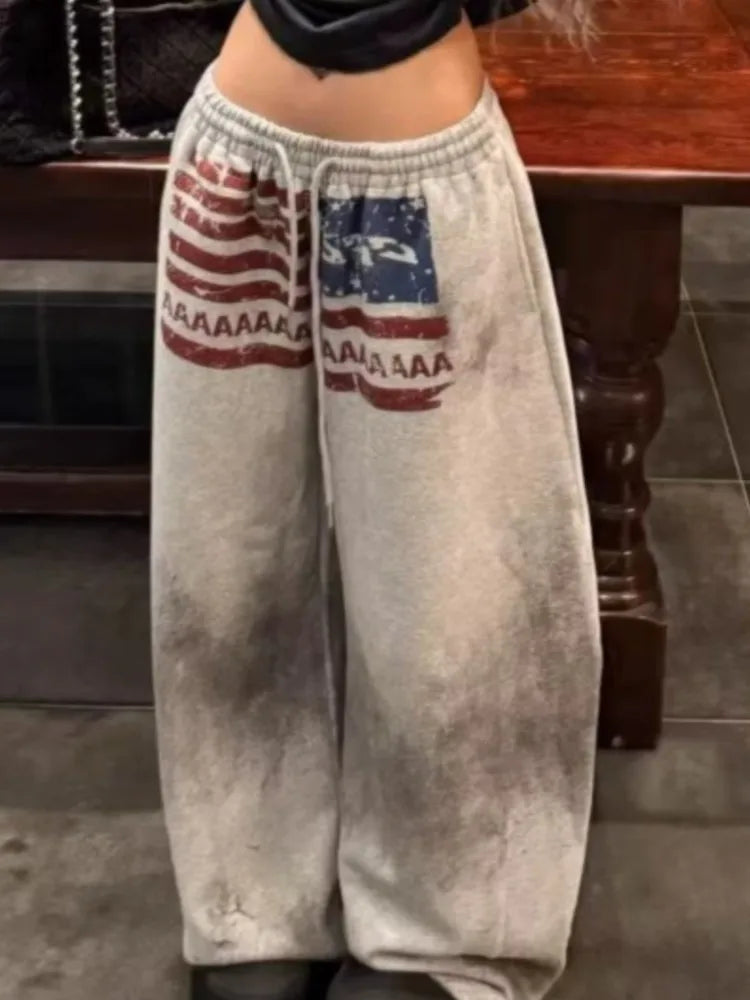 Y2K Goth Print Hip-Hop Wide-Leg Sweatpants