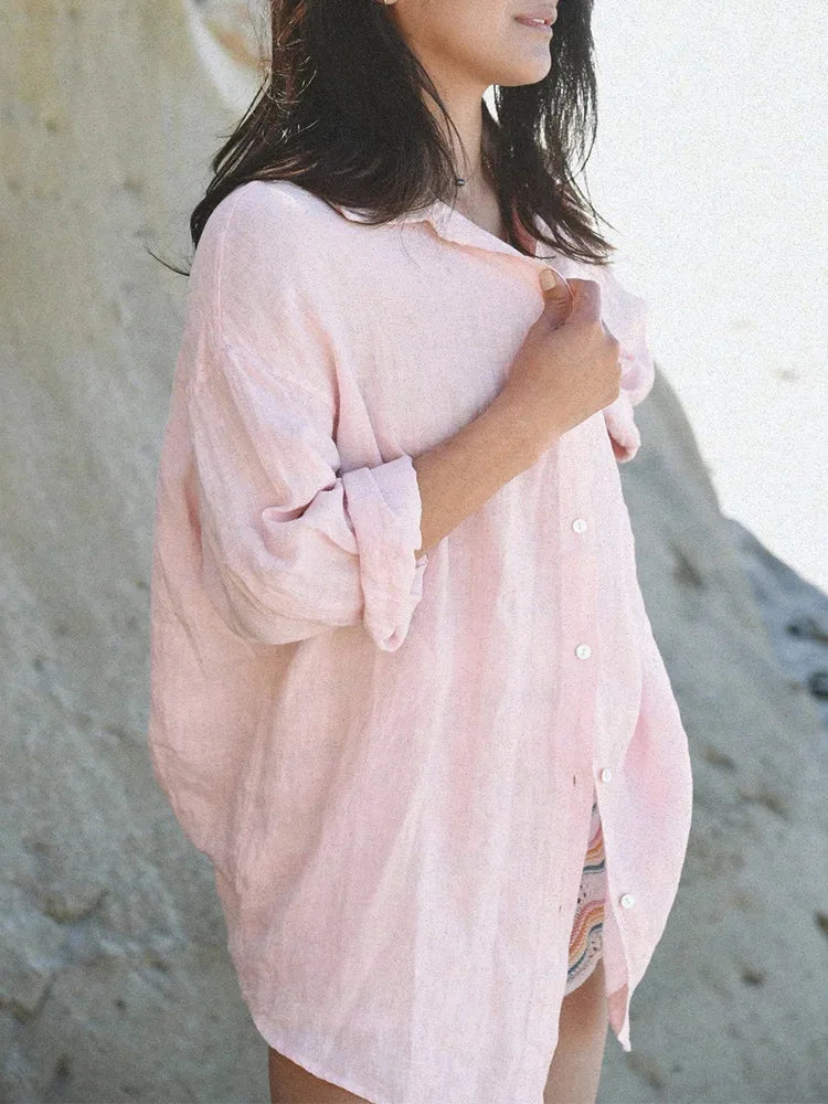 M&T Wear - Women's Premium Linen Loose Fit Vacation Shirt