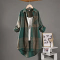Elegant Checkered Cotton-Linen Blouse