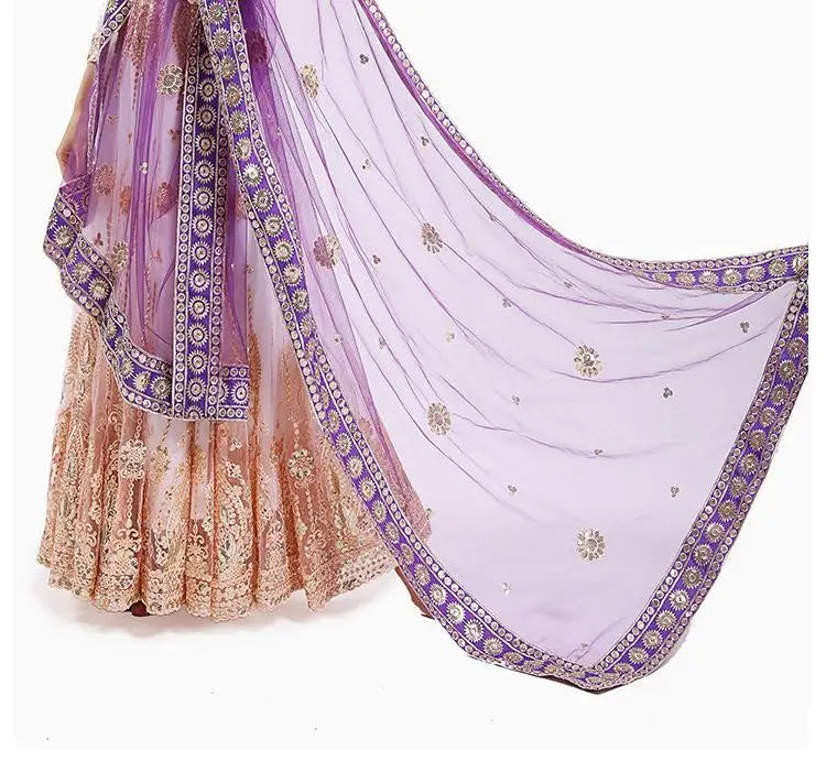 M&T Wear - Elegant Indian Embroidered Sari Shawl – 2025 Exotic Traditional Veil