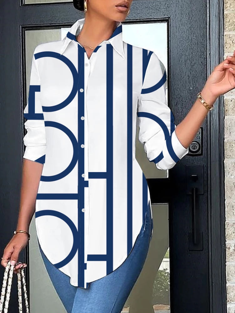 Plus Size High Slit Plaid Button-Down Shirt
