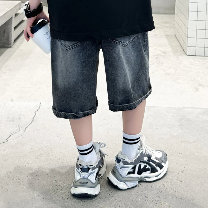 M&T Wear - Boys’ Black Ripped Loose Fit Denim Shorts