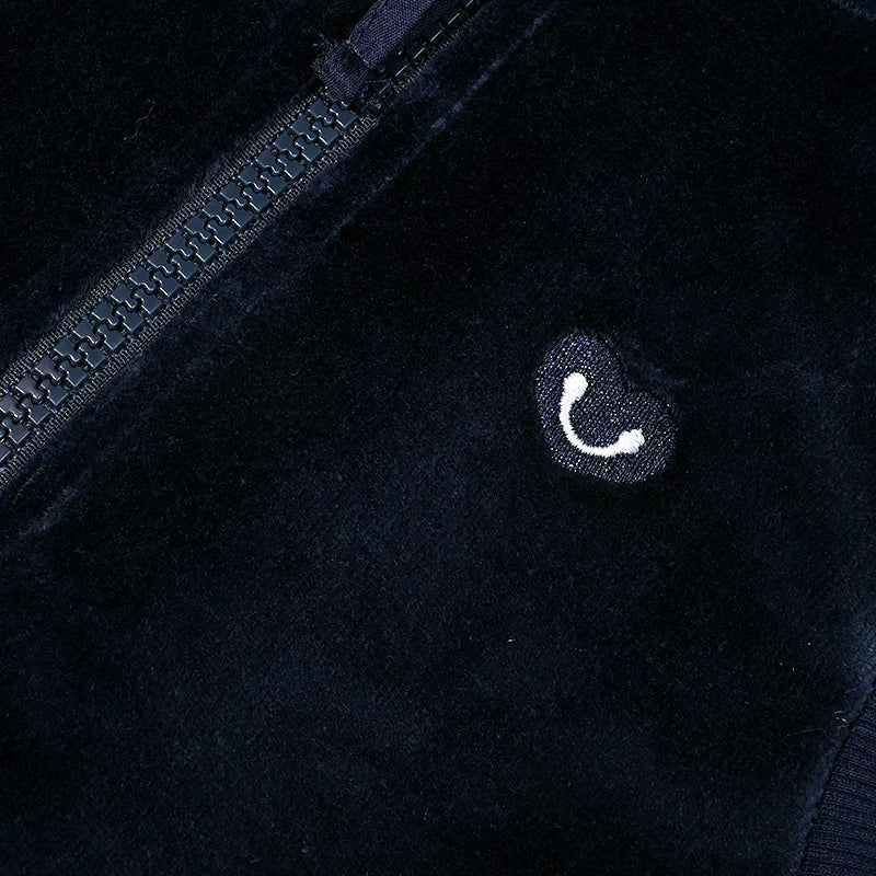 M&T Wear - Girl school vest navy velour lining hooded