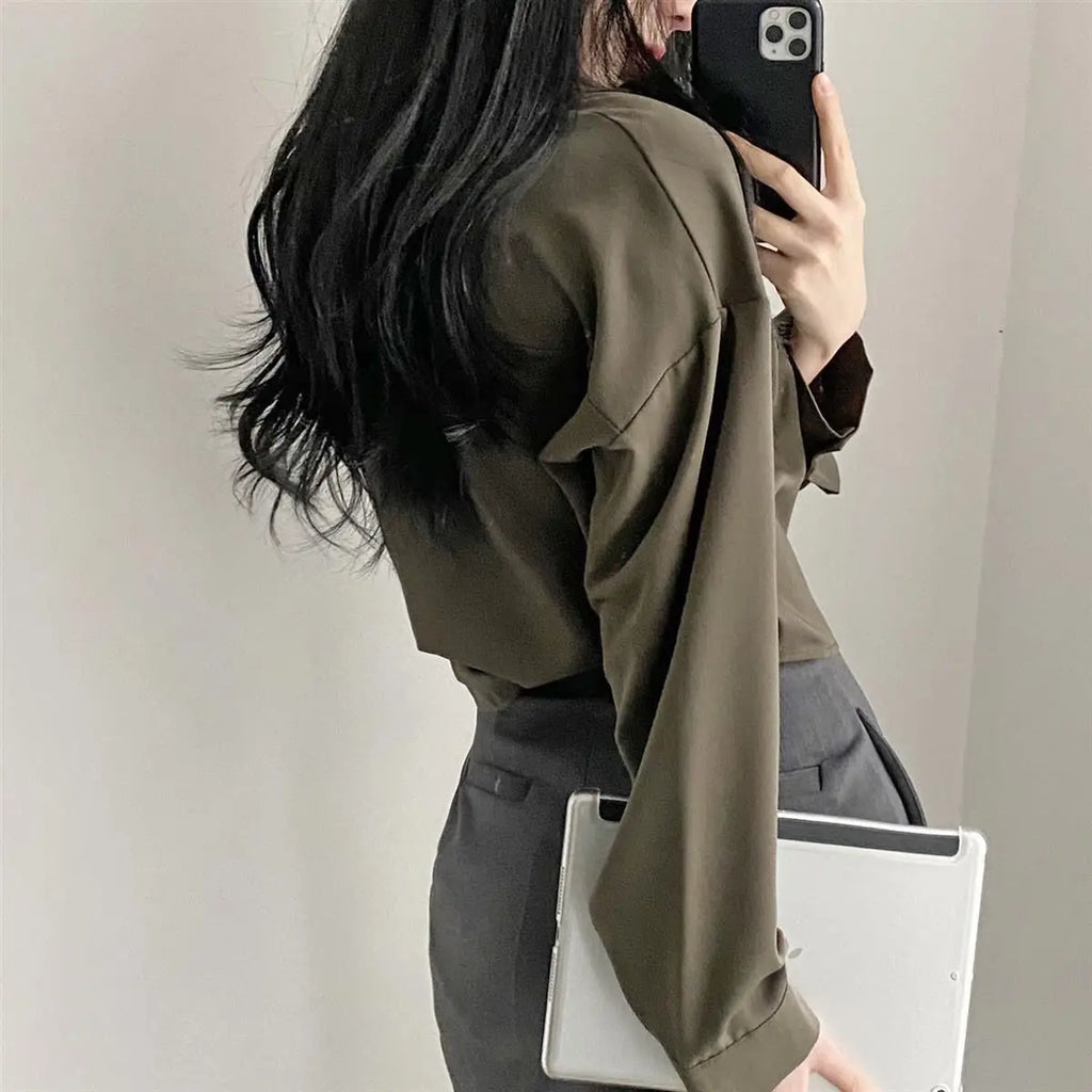 Single-Breasted Elegant Casual Blouse