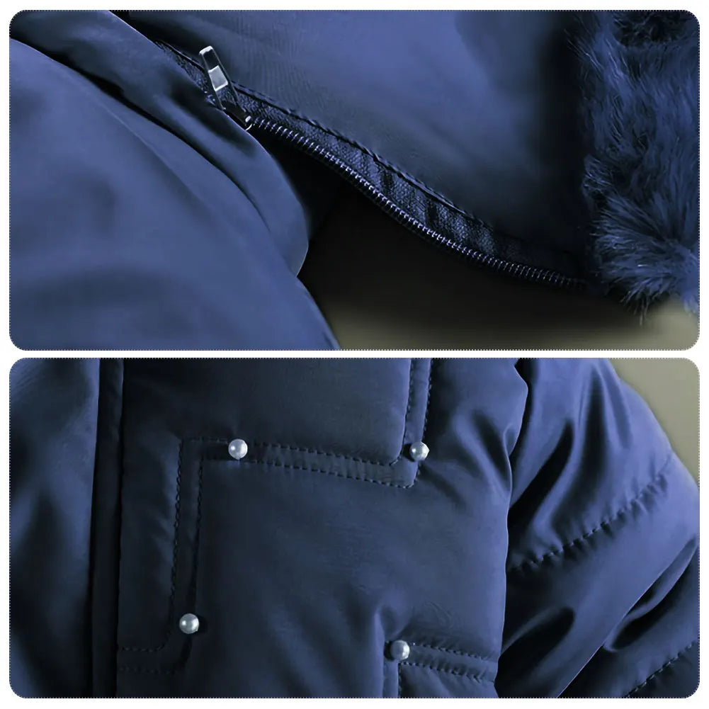 M&T Wear - Children's Winter Jacket Thick Warm Fur Collar Hood Beads Elastic Waist Teens Girls Down Coat,Fashion Windproof Kids Overcoat - M&T Wear