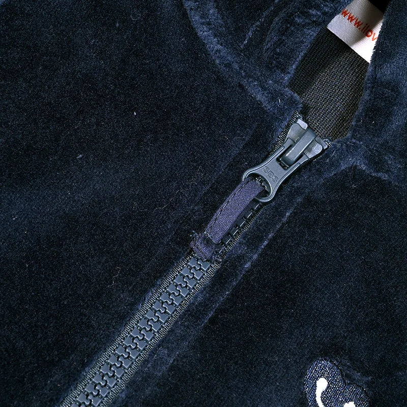 M&T Wear - Girl school vest navy velour lining hooded