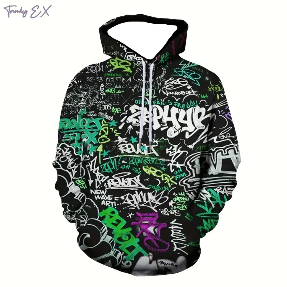 M&T Wear - Graffiti Print Oversized Streetwear Hoodie