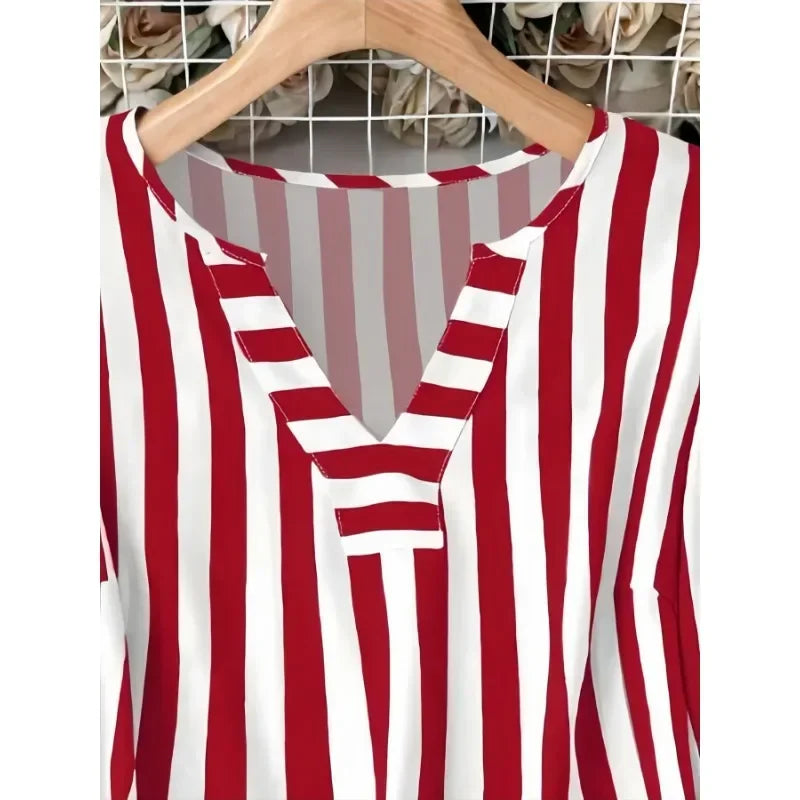 Plus Size V-Neck Chiffon Plaid Jumper