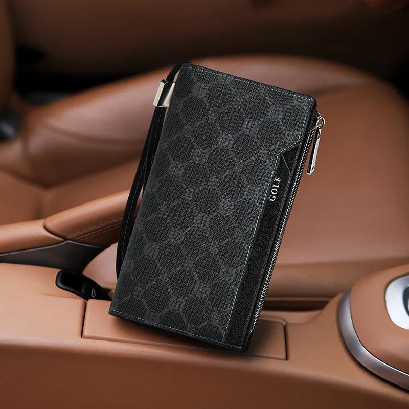 M&T Wear - GOLF Long Wallet for Men, Leather Clutch & Organizer