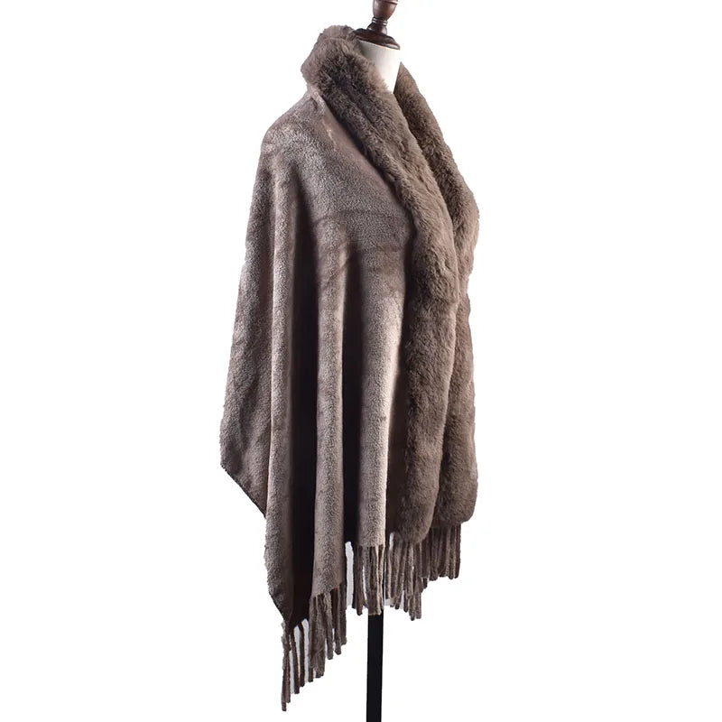 M&T Wear - Winter New Solid Color Shawl Warm Women's Wool Neck Scarf Shawl Dual purpose Thickened Dress Shawl - M&T Wear